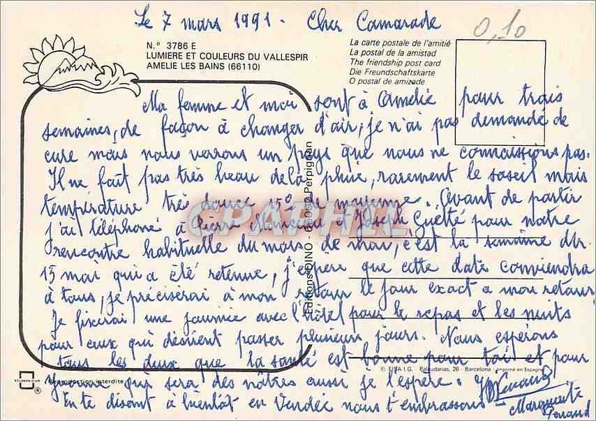CPM Amelie les Bains  — Rückseite