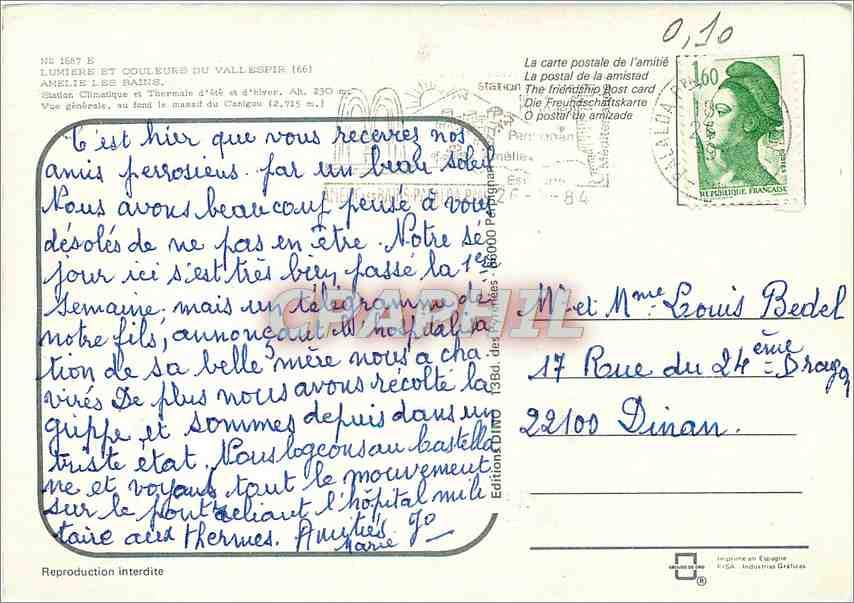 CPM Amelie les Bains  — Rückseite