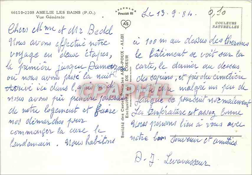 CPM Amelie les Bains Vue Generale  — Verso
