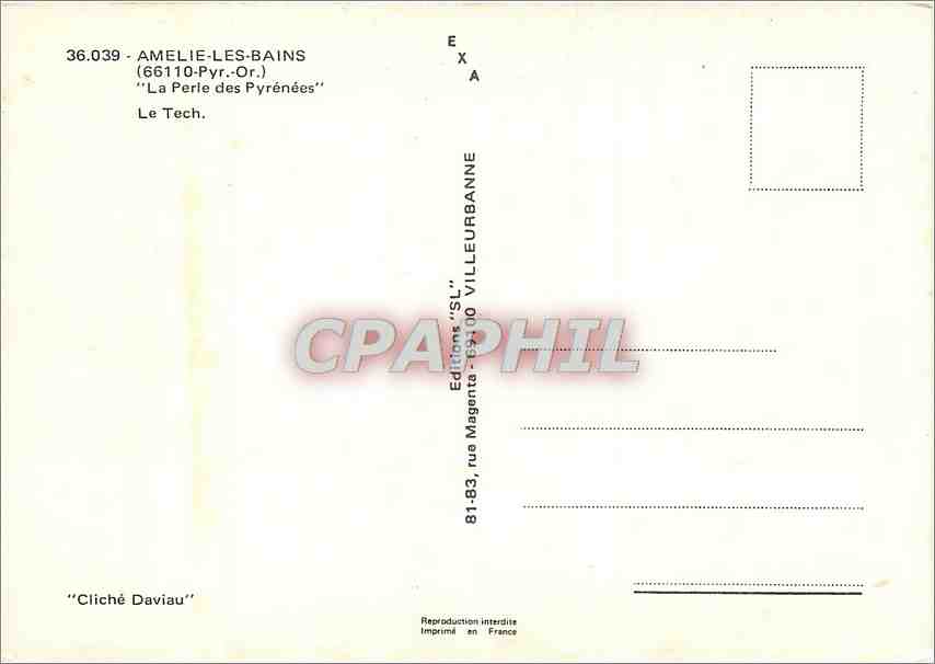 CPM Amelie les Bains Pyr Or La Perle des Pyrenees Le Tech  — Rückseite
