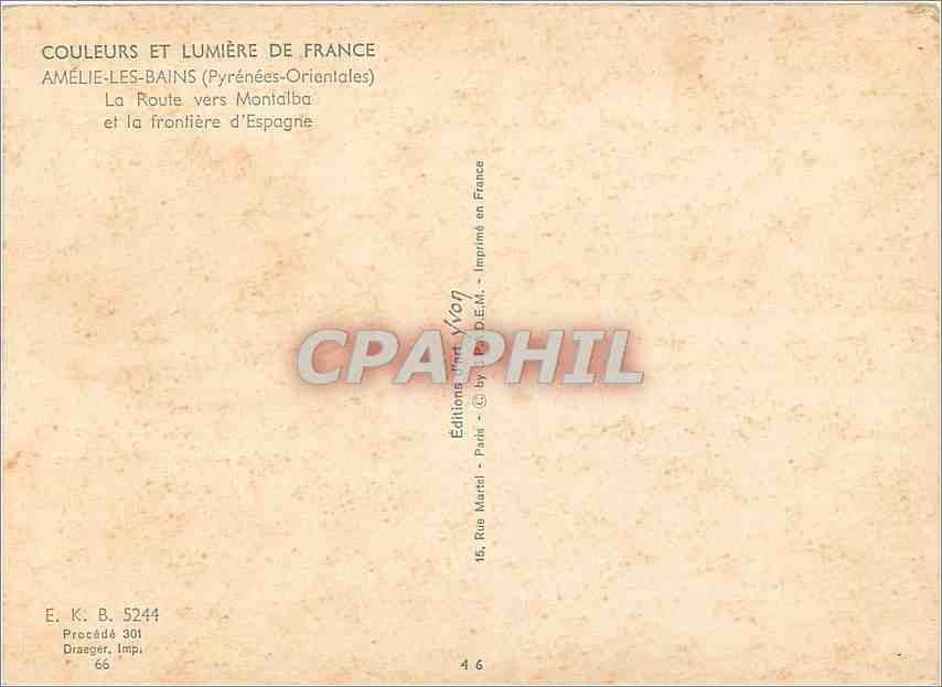 CPM Amelie les Bains Pyrenees Orientales La Route vers Montalba et la frontiere d'Espagne  — Verso