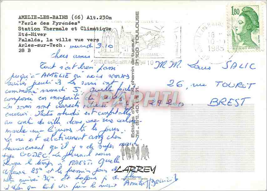 CPM Amelie les Bains  — Rückseite