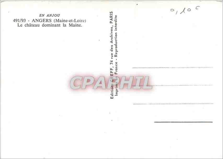 CPM Angers Maine et Loire Le Chateau dominant la Maine  — Rückseite