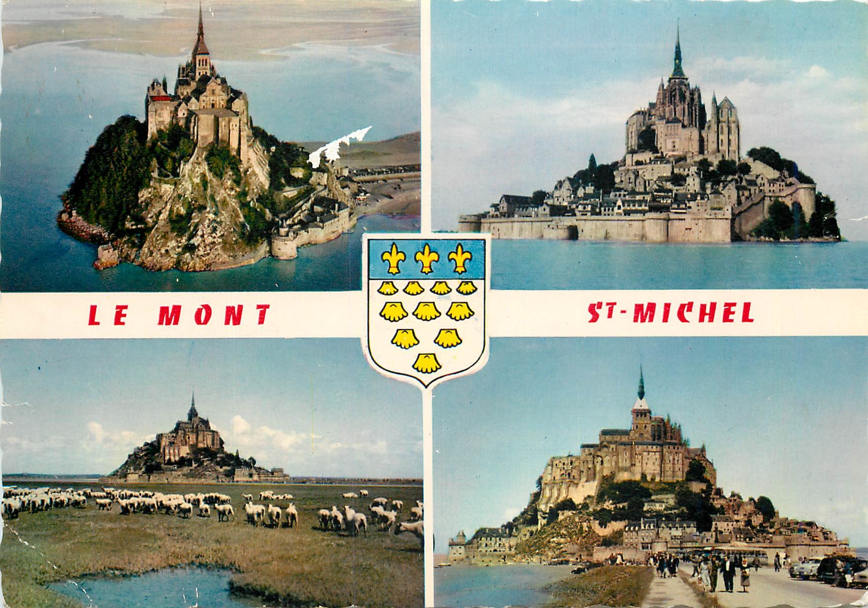 CPM Le Mont Saint Michel Vue aerienne Les Remparts et la Merveille Les Pres Sales La Digue 