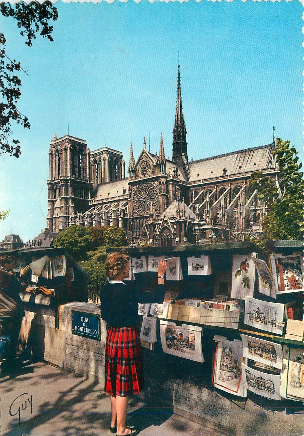 CPM Paris Quai rive gauche et cathedrale Notre Dame 