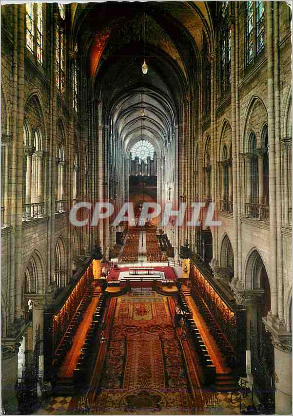 CPM Paris La cathedrale Notre Dame le choeur et la nef centrale au fond le grand orgue de Cavaille C