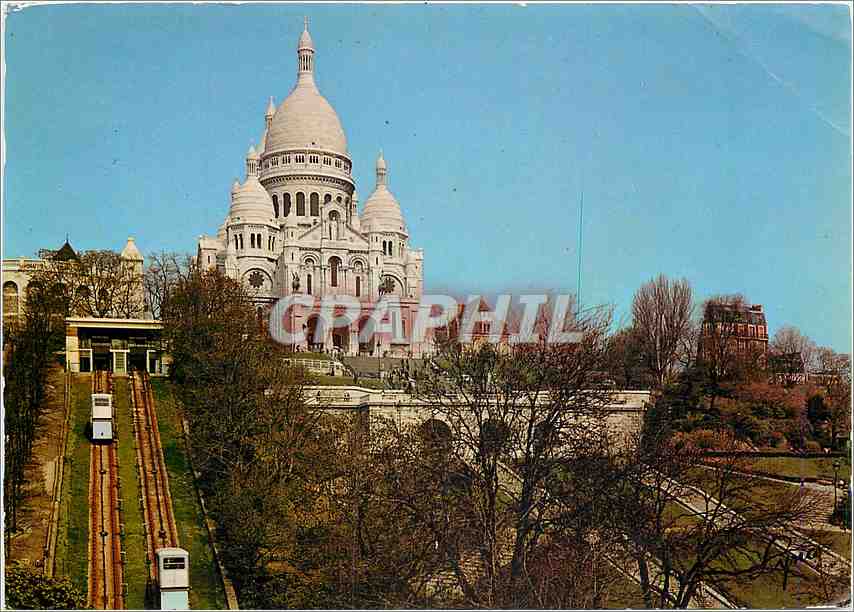 CPM Paris La Basilique du Sacre Coeur de Montmartre et le Funiculaire 