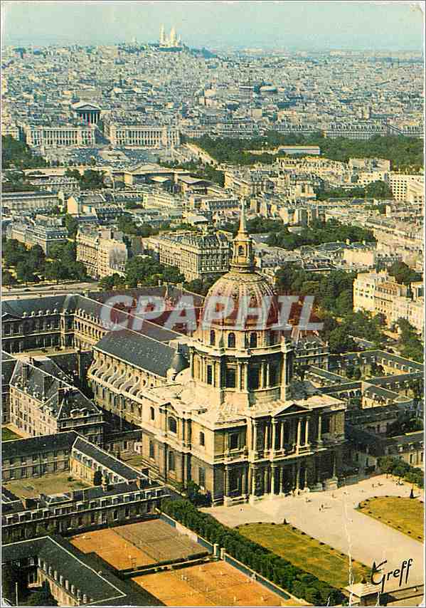 CPM Paris Vue aerienne Les Invalides Place de la Concorde Basilique du Sacre Coeur 