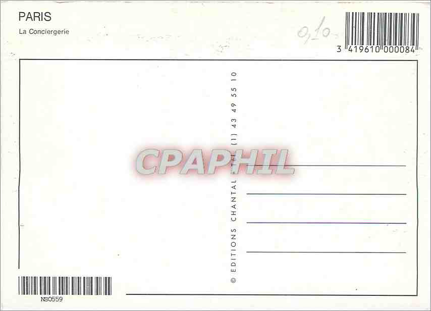 CPM Paris La Conciergerie  — Rückseite