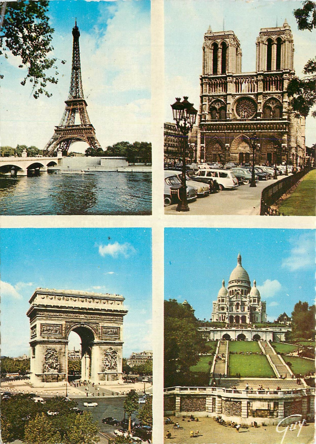 CPM Paris La Tour Eiffel Facade de la cathedrale Notre Dame 