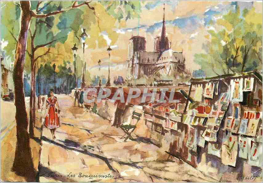 CPM Paris au Pinceau Les Bouquinistes Notre Dame