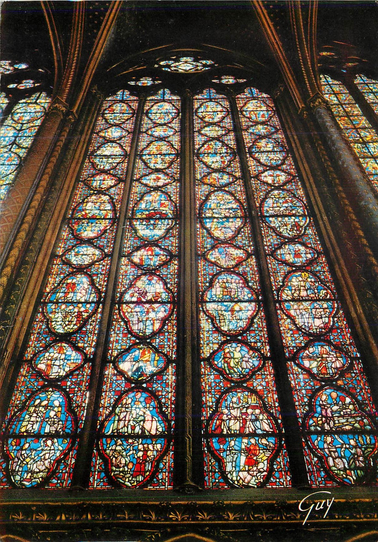 CPM Paris La Sainte Chapelle La chapelle haute vitraux Le livre de Josue 