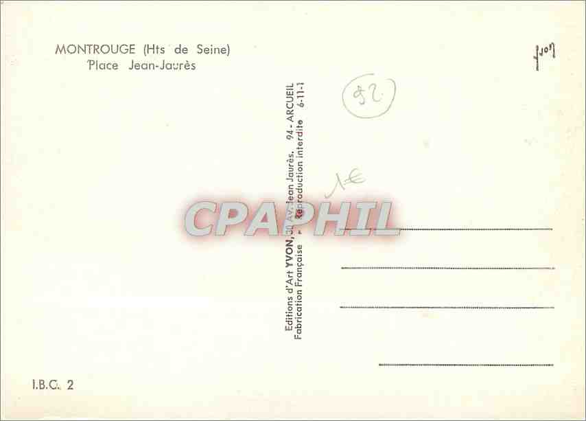 CPM Montrouge Hts de Seine Place Jean Jaures  — Rückseite