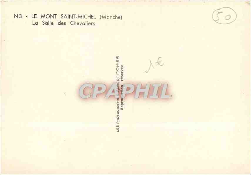 CPM Le Mont Saint Michel Manche Manche La Salle des Chevaliers  — Verso