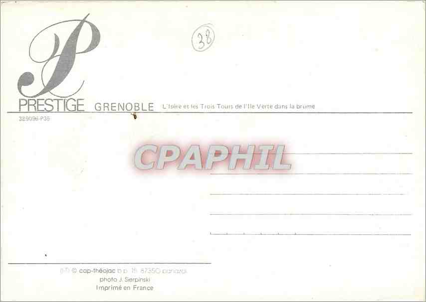 CPM Grenoble L'Isere et les Trois Tours de l'lle Verte dans la brume  — Rückseite
