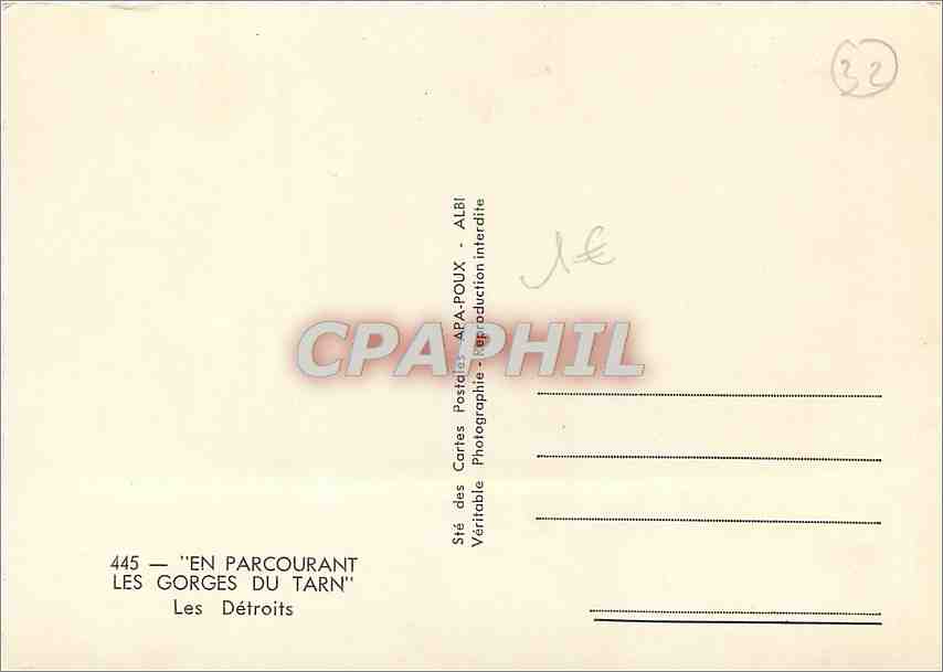 CPM En parcourant les Gorges du Tarn Les Detroits  — Rückseite