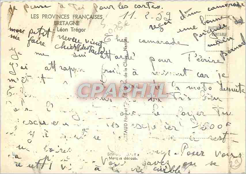 CPM Los Provinces Francaises Bretagne Leon Tregor  — Rückseite