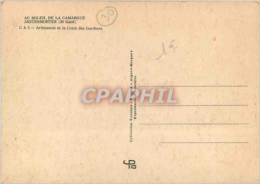CPM Aigues Mortes Gard Arlesienne et la Croix des Gardians  — Rückseite