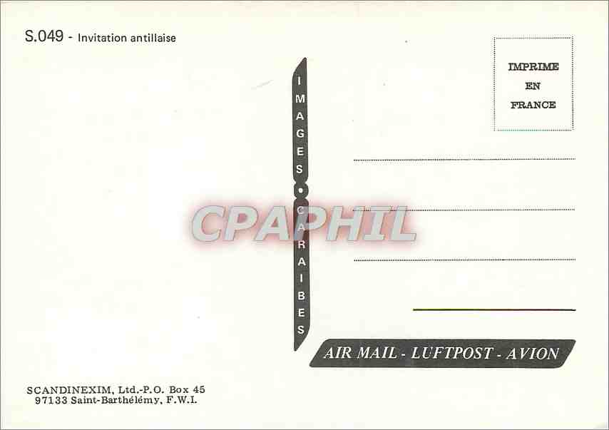 CPM Invitation antillaise  — Verso
