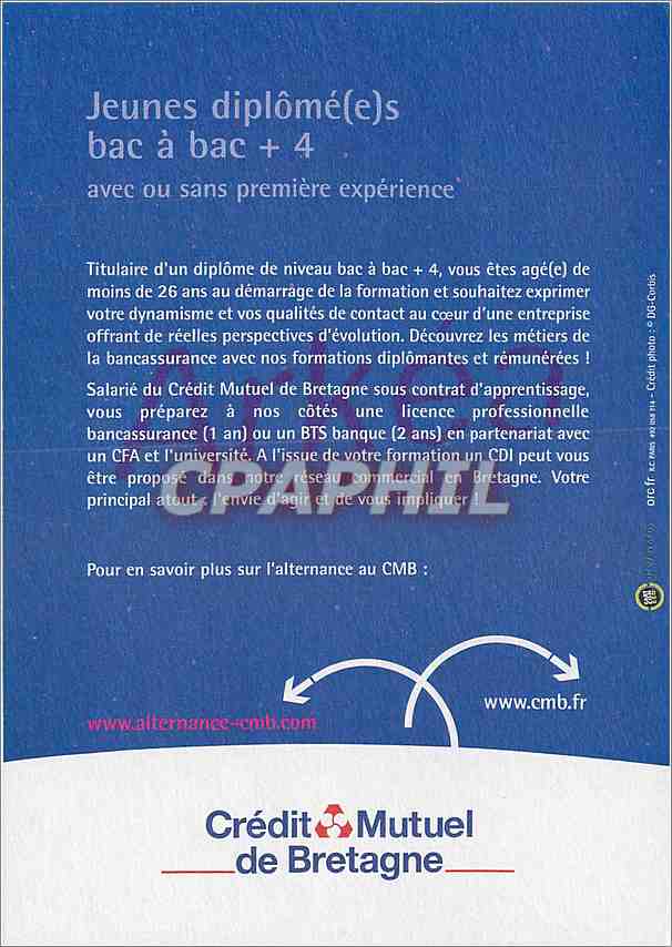 CPM L'Important pour nous c'est ce que vous avez en vous  Bretagne Alternance Credit Mutuel — Rückseite