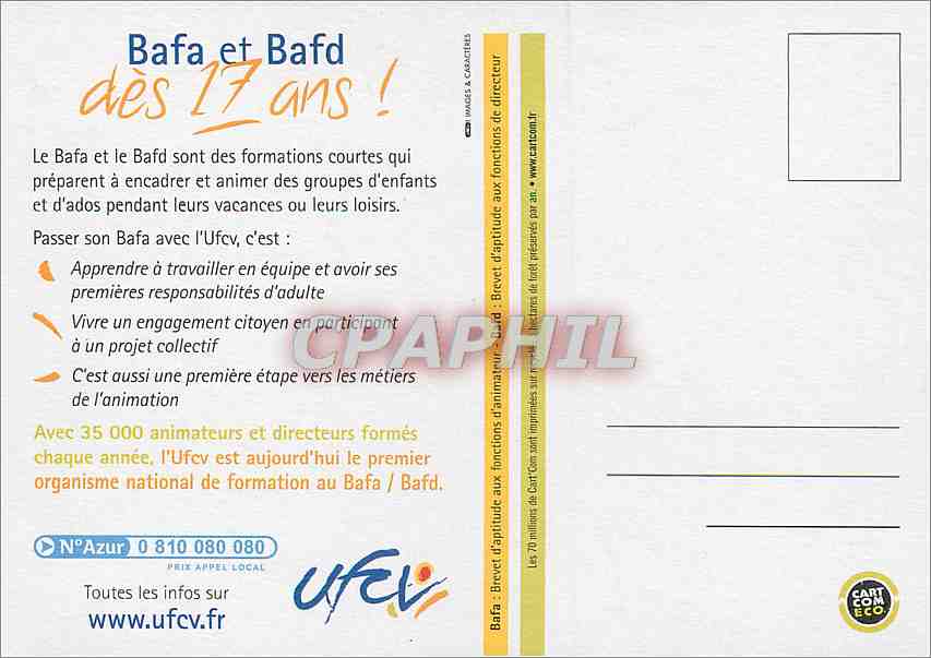 CPM Toutes les experiences ne laissent pas les memes traces BAFA UFCV — Rückseite