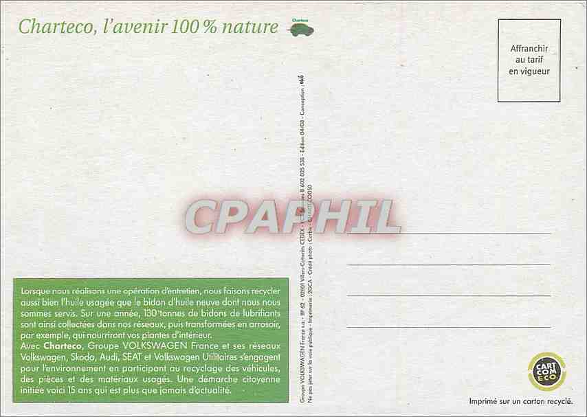 CPM Avec Charteco les bidons d'huile se reincarnent en arrosoirs Volkswagen Charteco — Rückseite