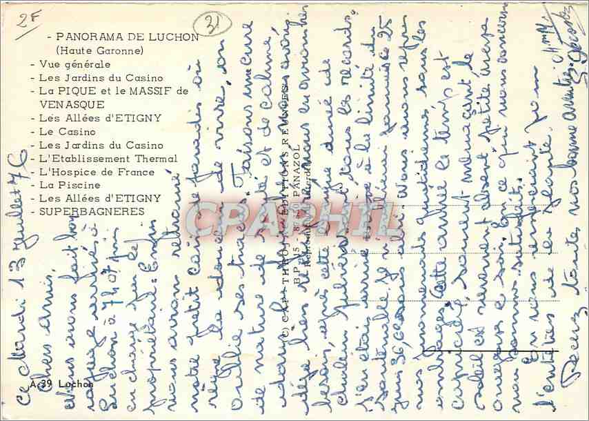 Panorama de Luchon — Graphphil, n°25 — Achterkant