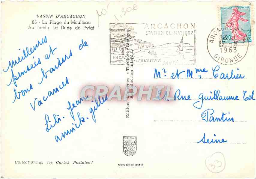 Bassin d'Arcachon — La Plage du Moulleau — Éditions Pacaques & Thaon — Rückseite