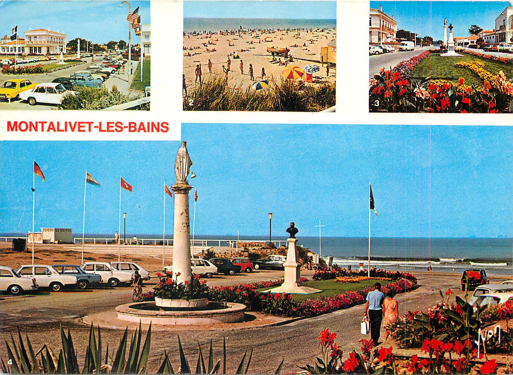 CPM Montalivet les Bains Gironde Le Rond Point fleuri pres de la Plage 