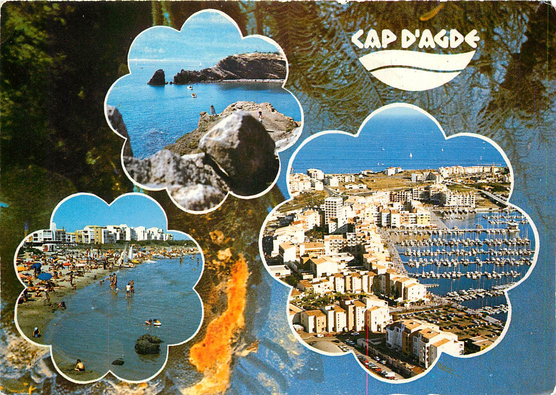 CPM Le Cap d'Agde Vue aerienne du Cap d'Agde Les rochers des Freres Jumeaux La plage di Mole 