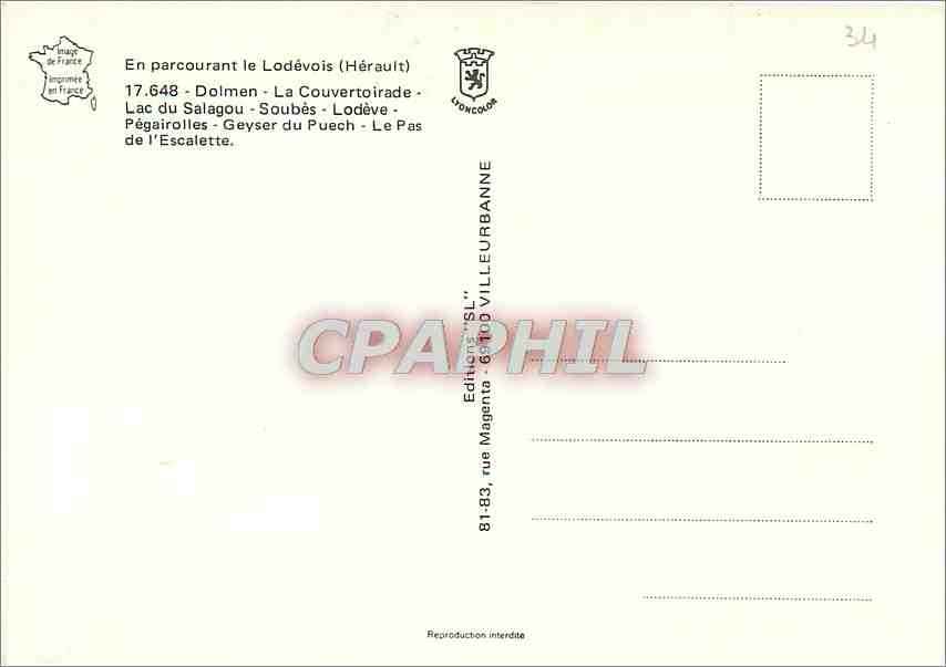 CPM En parcourant le Lodevois Herault Dolmen La Couvertoirade Lac du Salagou Soubes  — Back