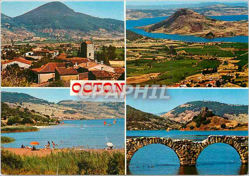 CPM Sur les rives du lac du Salagou le petit village d'Octon Herault 
