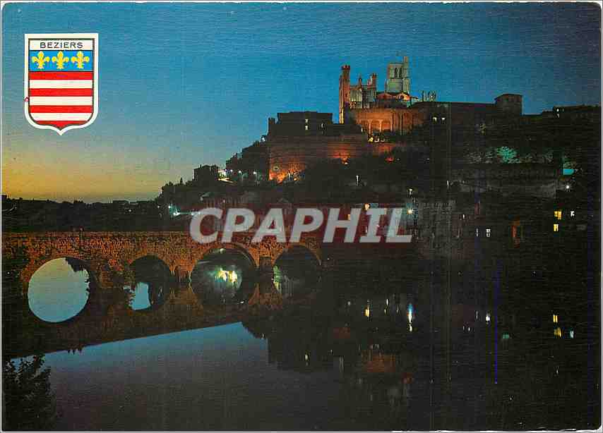 Béziers — Night View of the Bridge over the Orb — Éditions S. Audin
