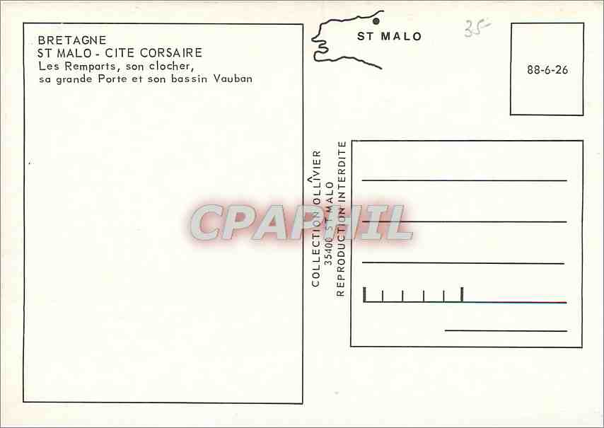 Saint-Malo — Cité corsaire, ses remparts, son clocher et son bassin Vauban — Collection Ollivier — Reverso