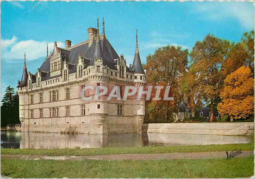 CPM Azay le Rideau Indre et Loire Le chateau et l'etang forme par l'Indre 