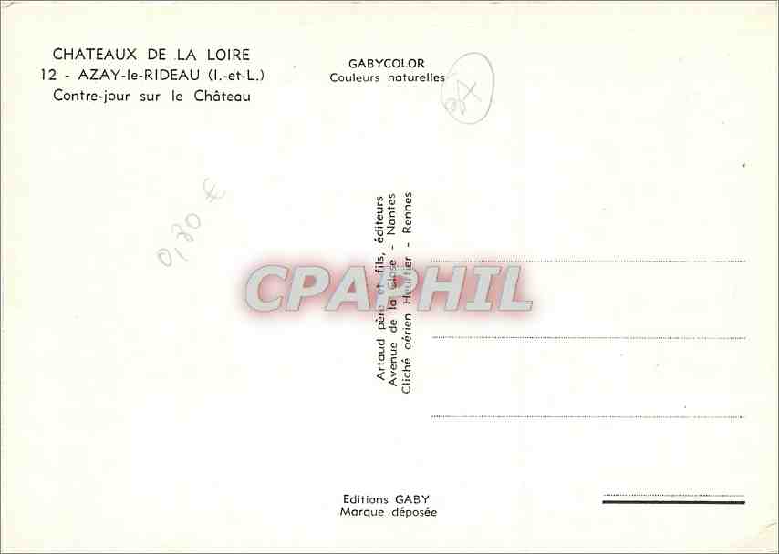 CPM Azay le Rideau I et L Contre jour sur le Chateau  — Rückseite