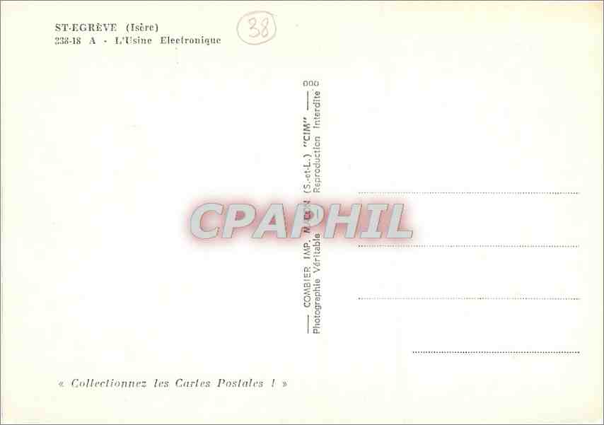 Saint-Égrève (Isère) — L'Usine Électronique — Combier Imp. (S.-et-L.) — Verso