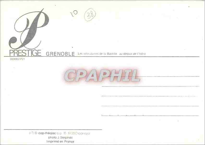 CPM Grenoble Les telecabinets de la Bastille au dessus de l'Isere  — Verso