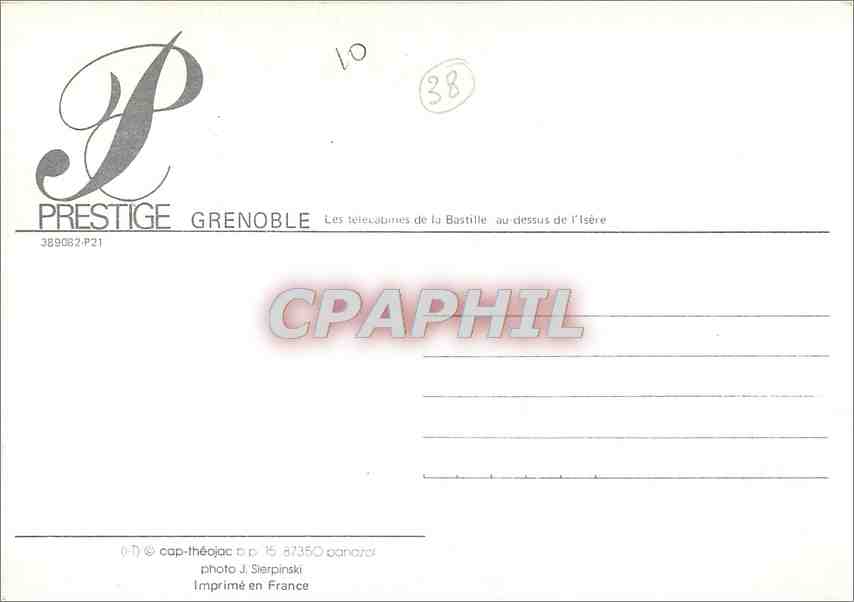 CPM Grenoble Les telecabinets de la Bastille au dessus de l'Isere  — Back