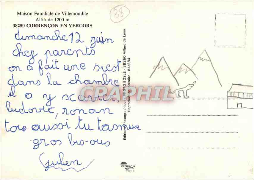 CPM Maison Familiale de Villemomble Correncon en Vercors  — Rückseite