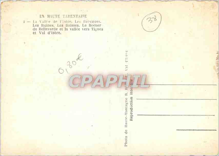CPM La Haute Tarentaise La Vallee de l'Isere Les Brevieres Les Ruines Les Boisses  — Rückseite