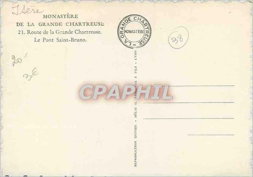 Pont sur le Rhône — Vue du pont Saint-Bruno — Éditeur Hélo M. Arnaud & Fils — Verso
