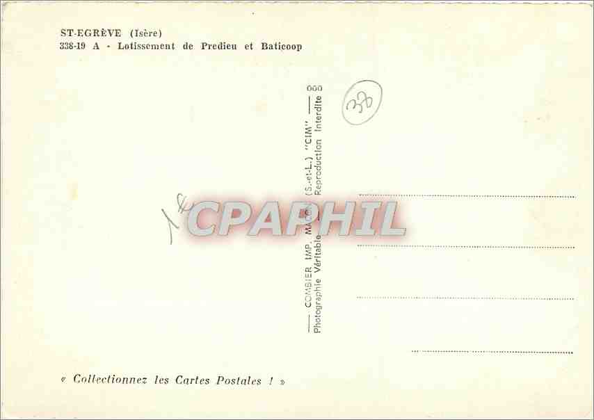 St-Grève (Isère) — Lotissement de Predieu et Baticoop — Consier — Verso