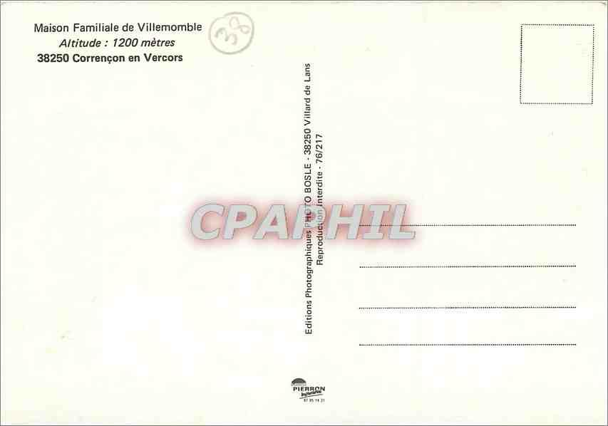 Maison Familiale de Villemomble — Altitude : 1200 mètres — Éditions Pierron — Verso