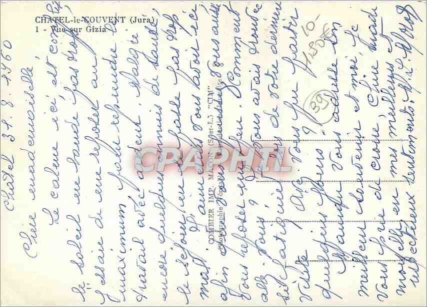 CPM Chatel le Couvent Jura Vue sur Gizia  — Rückseite