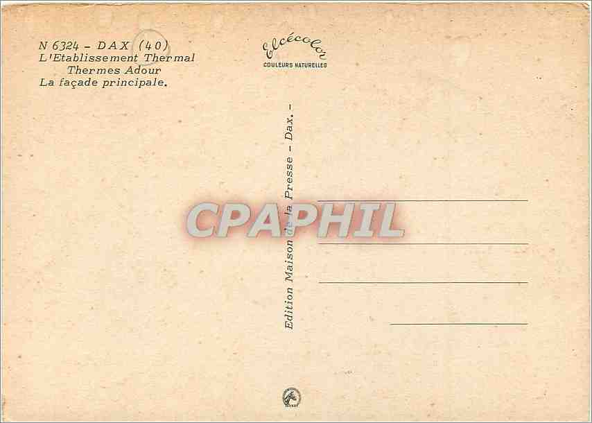 CPM Dax L'Etablissement Thermal Thermes Adour La facade principale  — Rückseite