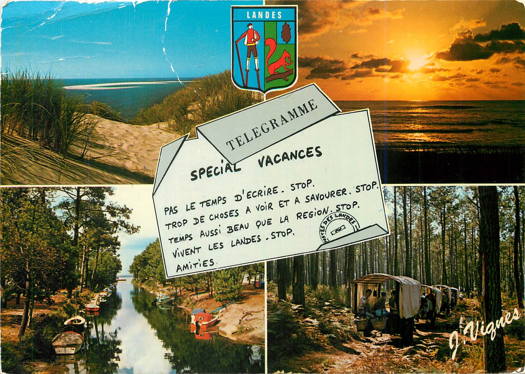 CPM Visage des Landes L'Ocean vu de la dune Soleil couchant Nos etangs 