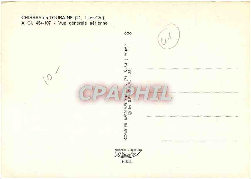 CPM Chissay en Touraine L et Ch Vue generale aerienne  — Rückseite