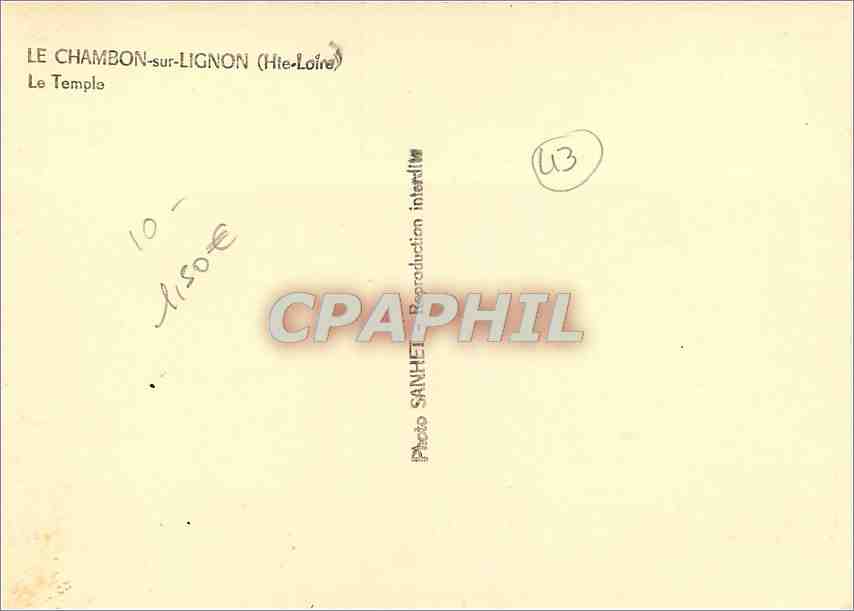CPM Le Chambon sur Lignon Hte Loire Le Temple  — Rückseite