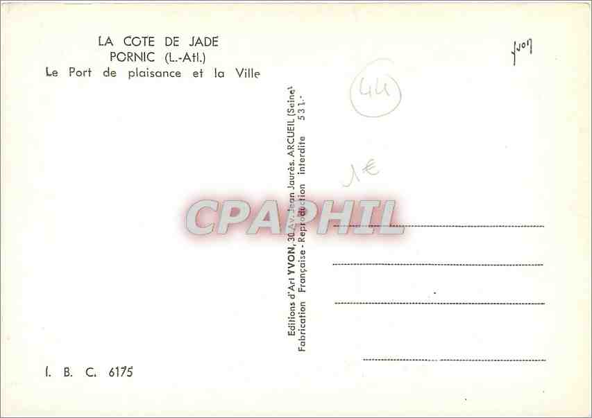 CPM Pornic L Atl Le Port de plaisance et la Ville  — Rückseite